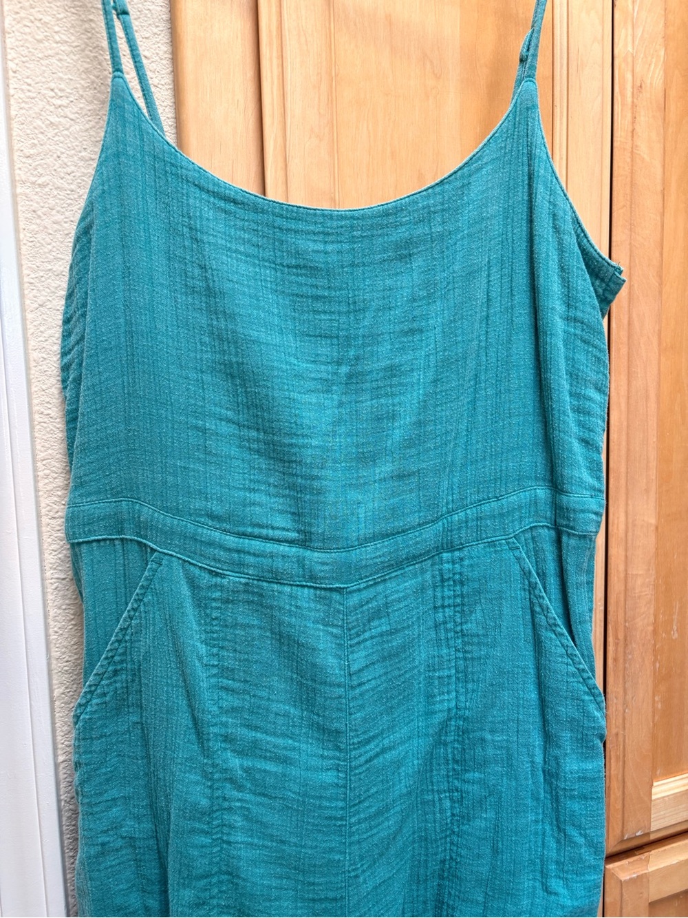 Large teal cotton jumpsuit